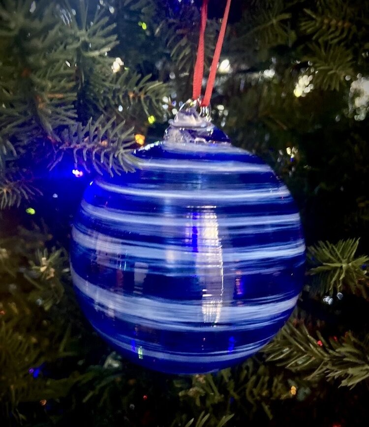 glass balls handblown glass candy cane ornament 3.5"