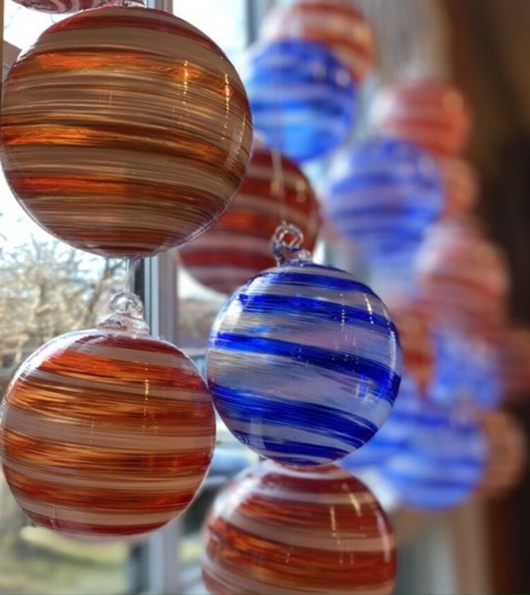 glass balls handblown glass candy cane ornament 3.5"