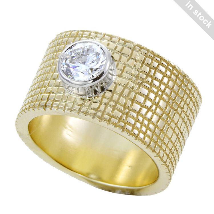 minimal 1.00ct diamond 14k yellow gold tweed minimal