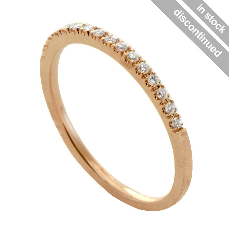 rings diamond half around microset in 14k rose gold