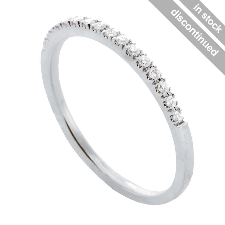 rings diamond half around microset in 14k white gold