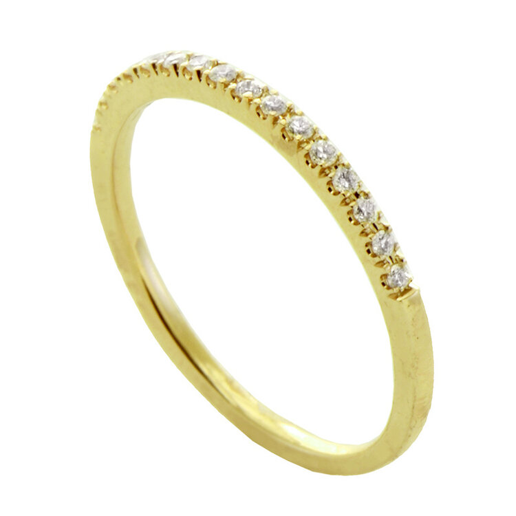 rings diamond half around microset in 14k yellow gold