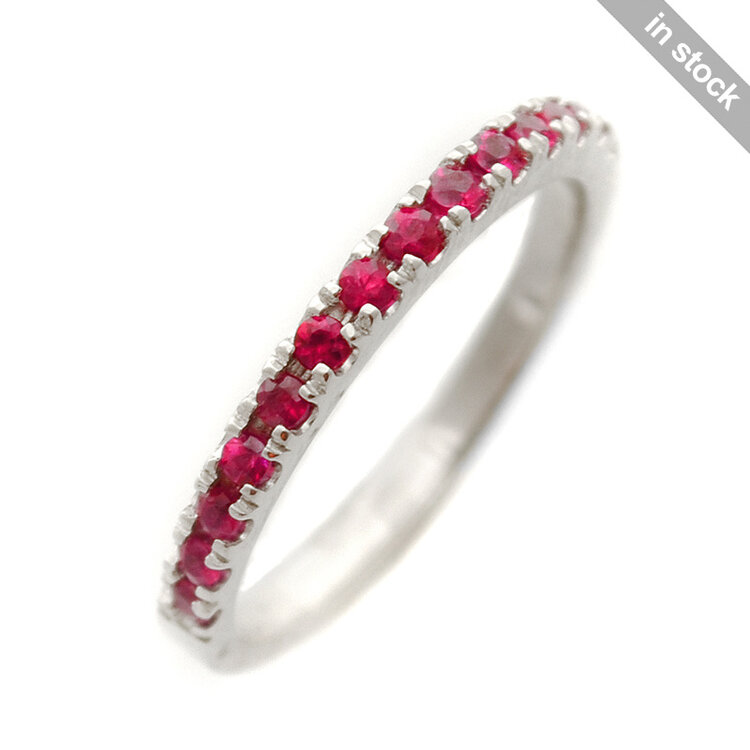 rings ruby microset in 14k white gold