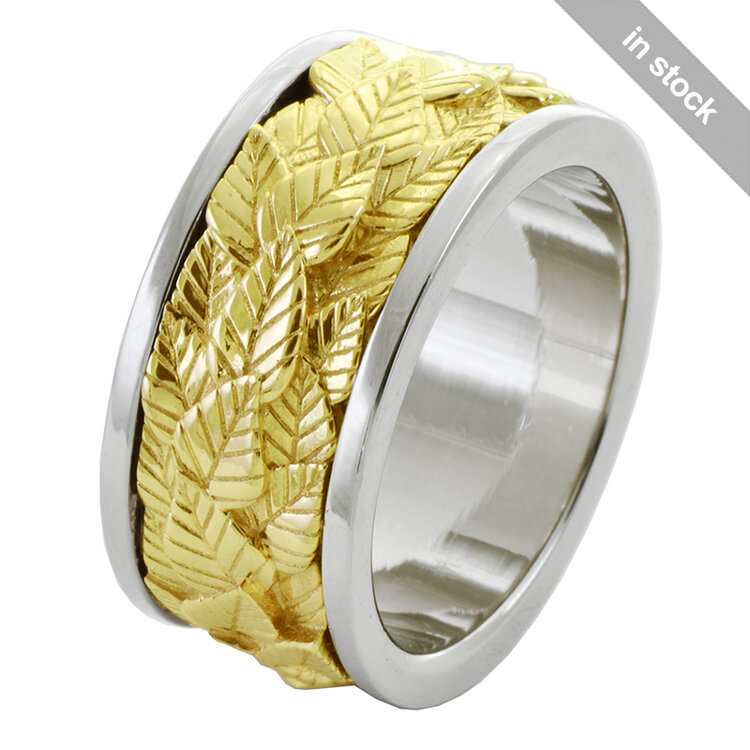 heritage - woods 14k gold spinning leaf band