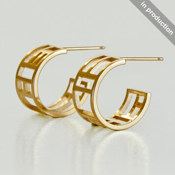 arts and crafts 14k gold arts and crafts small  hoop earrings