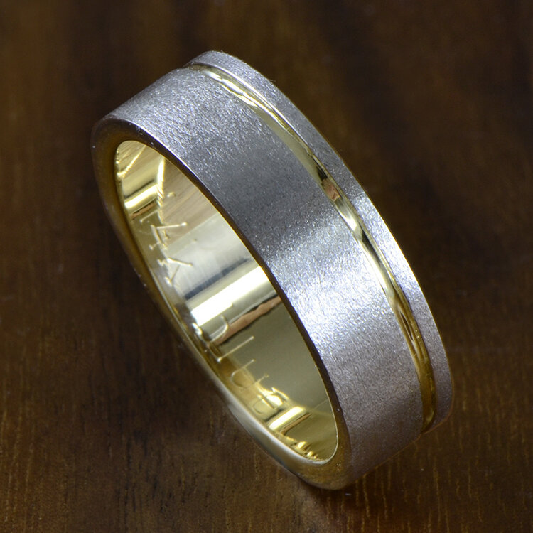 rings 14k white and yellow gold sleeved channel laminate