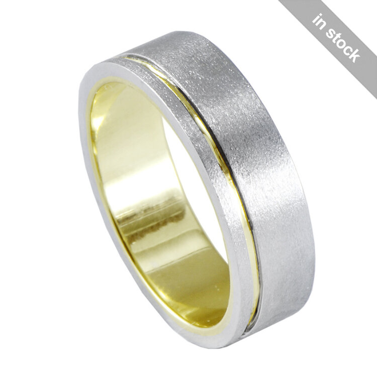 rings 14k white and yellow gold sleeved channel laminate