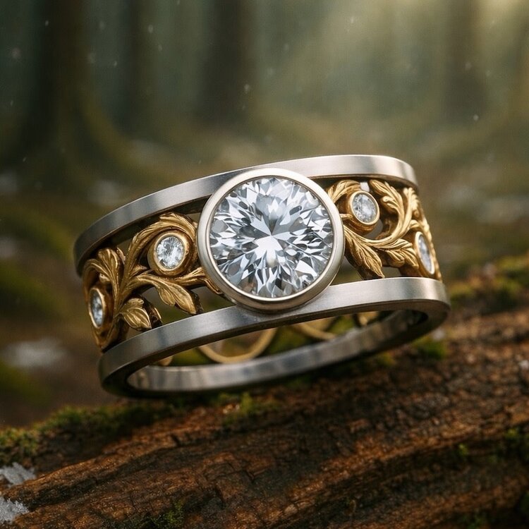 heritage - lignum 1.00ct diamond 14k gold open lignum ring
