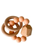 Hayes Silicone & Wood Teether - Peach