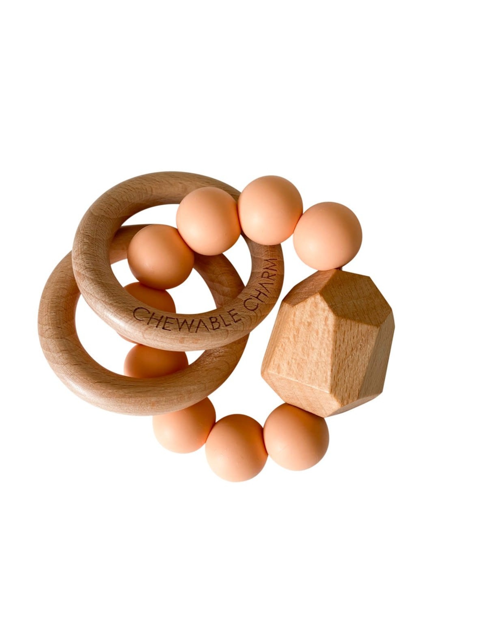 Hayes Silicone & Wood Teether - Peach