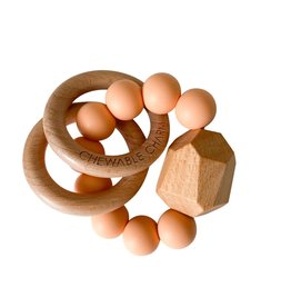 Hayes Silicone & Wood Teether - Peach