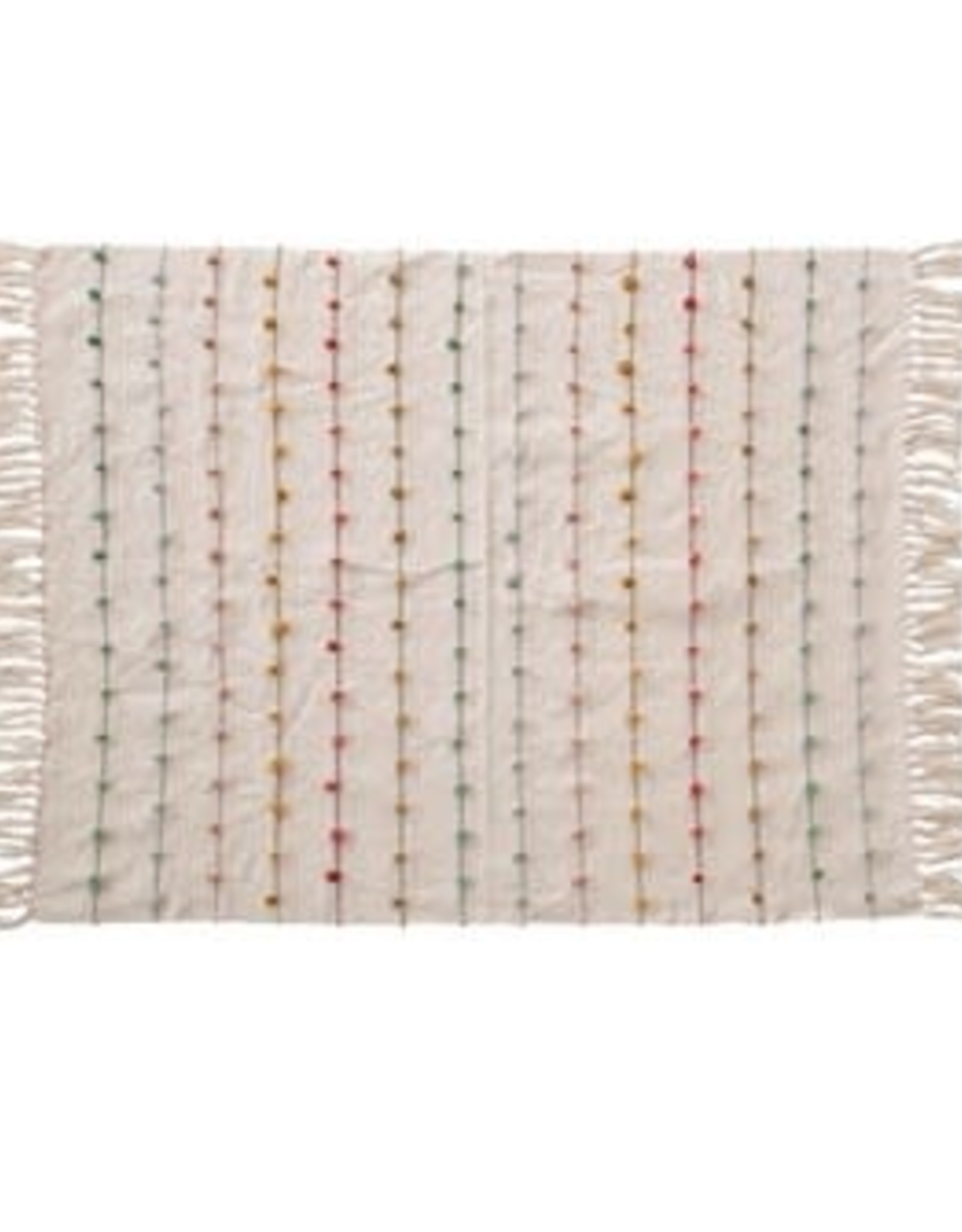 Cotton Blanket with Muliti Color Tassels