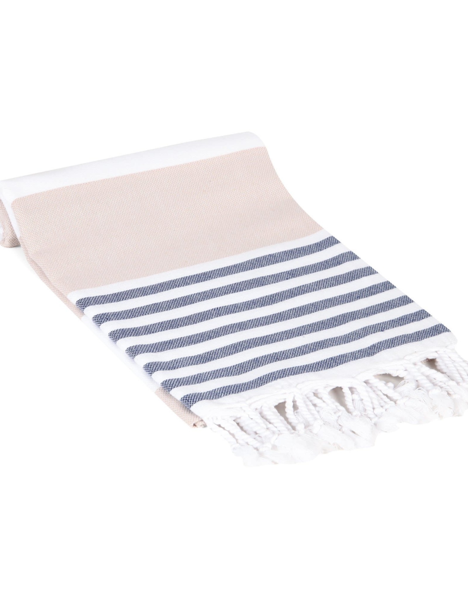 Multicolor Stripe Turkish Hand Towel- Navy/Beige