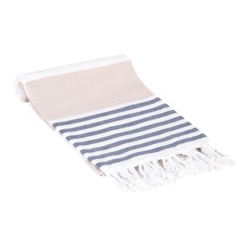 Multicolor Stripe Turkish Hand Towel- Navy/Beige