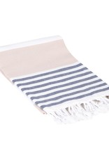 Multicolor Stripe Turkish Hand Towel- Navy/Beige