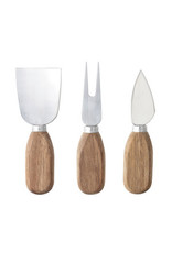Steel & Acacia Wood Cheese Utensils S/3