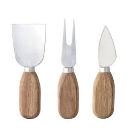 Steel & Acacia Wood Cheese Utensils S/3