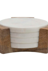 Marble Coasters with Wood Holder