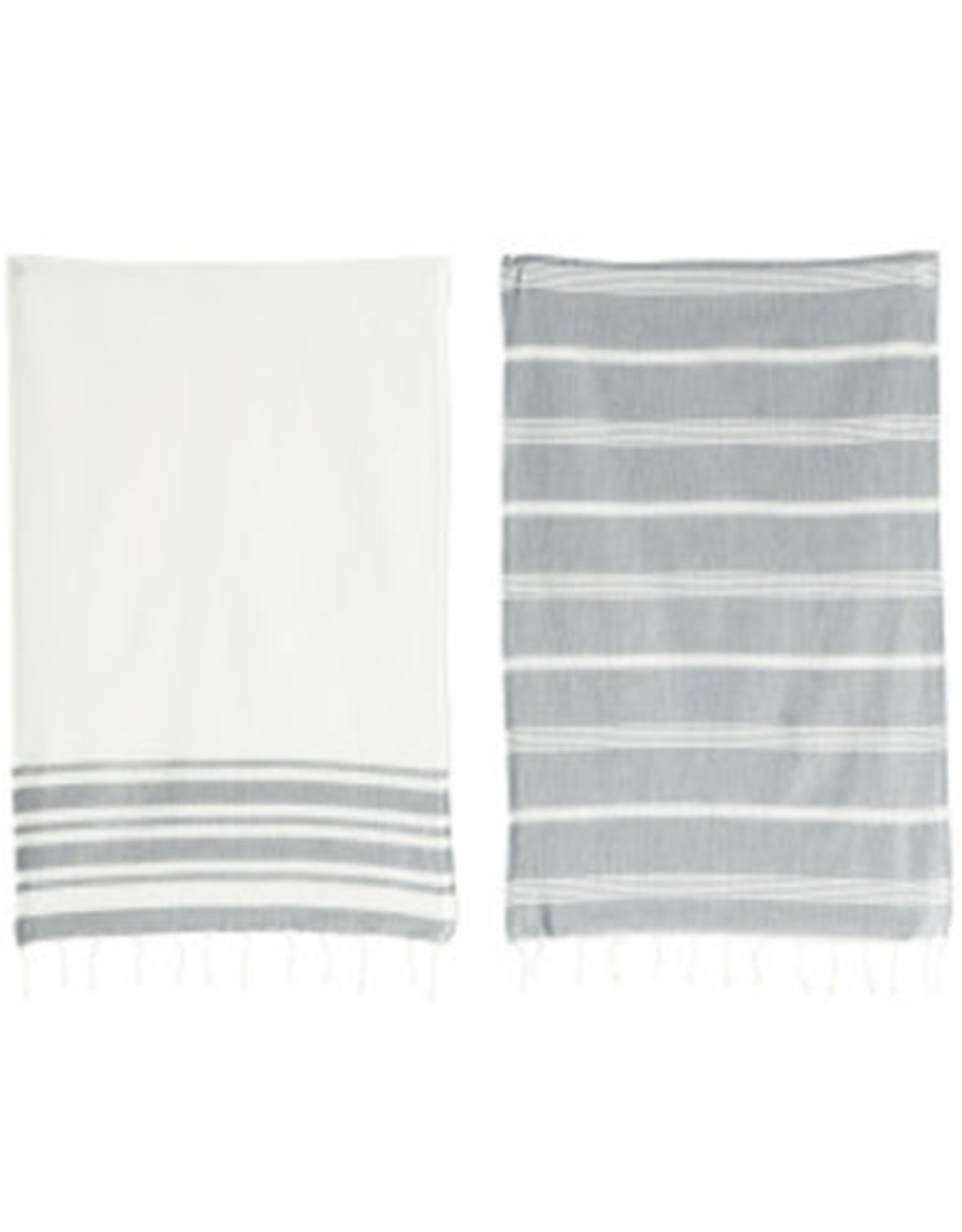 Grey & White Stripe Tea Towels S/2