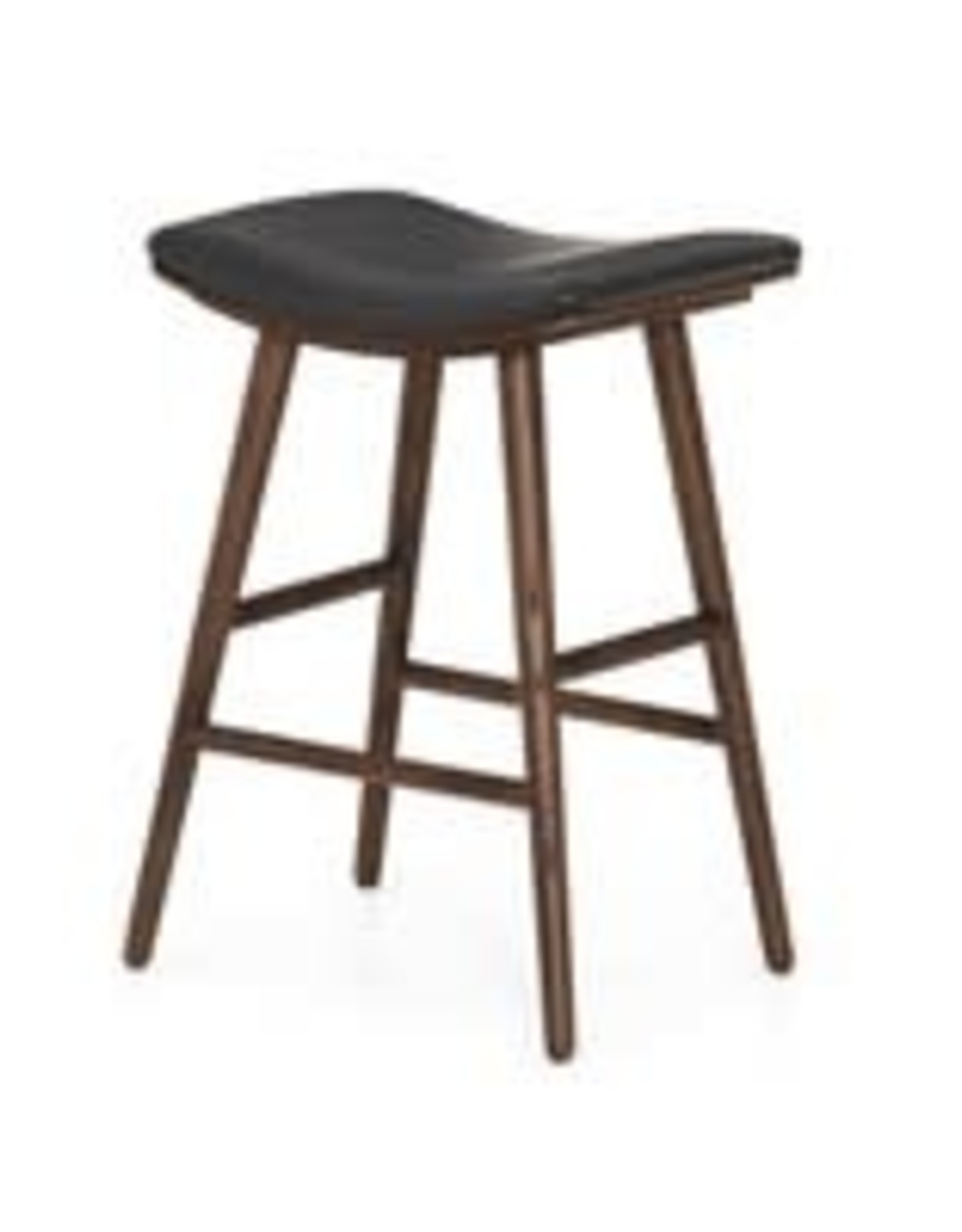 Union Counter Stool - Distressed Black Leather /Warm Ash