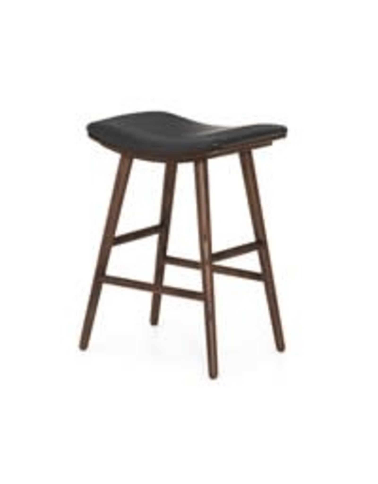 Union Counter Stool - Distressed Black Leather /Warm Ash