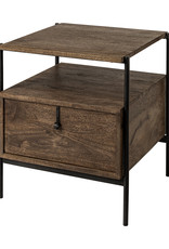 Glenn Wood & Metal Side Table -D21"xW21.5"xH24"