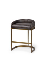 Hollyfield Black Leather & Gold Counter Stool
