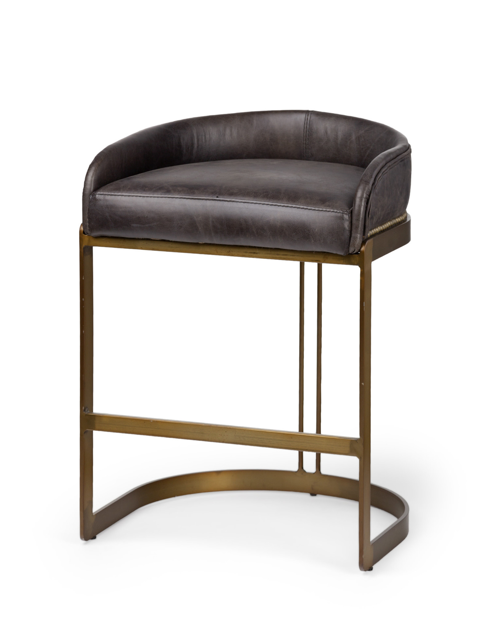 Hollyfield Black Leather & Gold Counter Stool