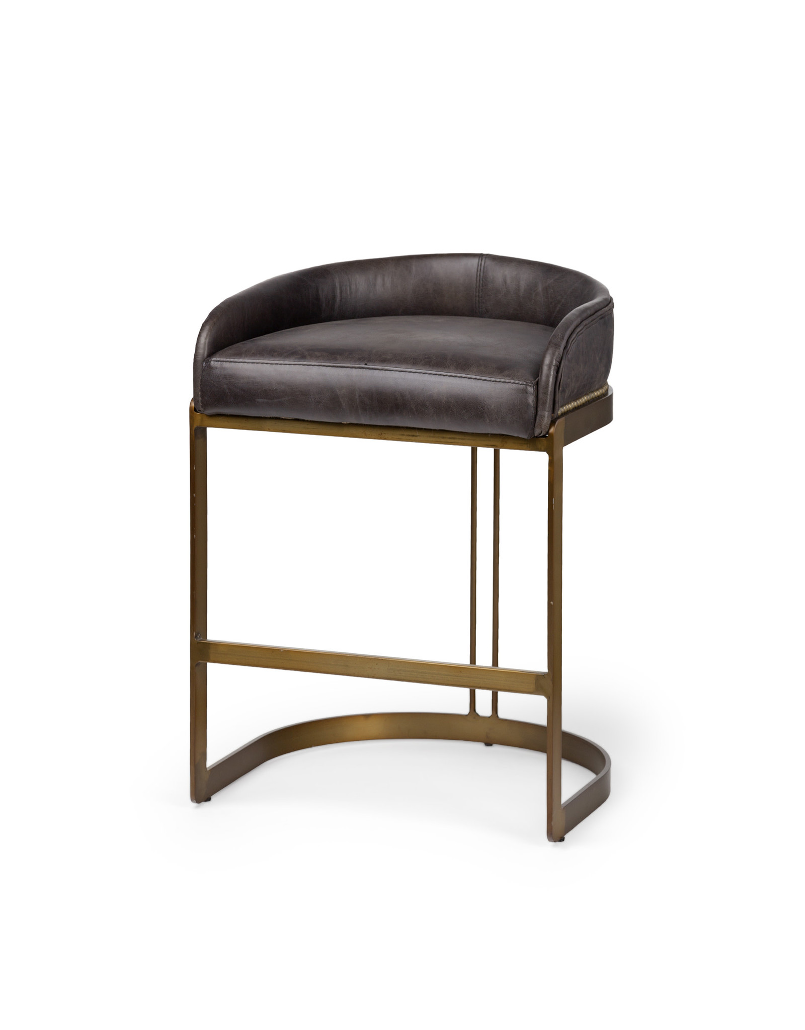 Hollyfield Black Leather & Gold Counter Stool