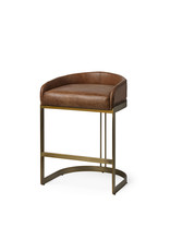 Hollyfield Brown Leather & Gold Counter Stool