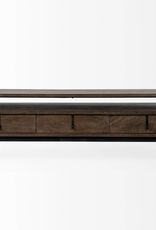 Glenn Rectangular Wood & Black Coffee Table - D30"xW55.5"xH17"