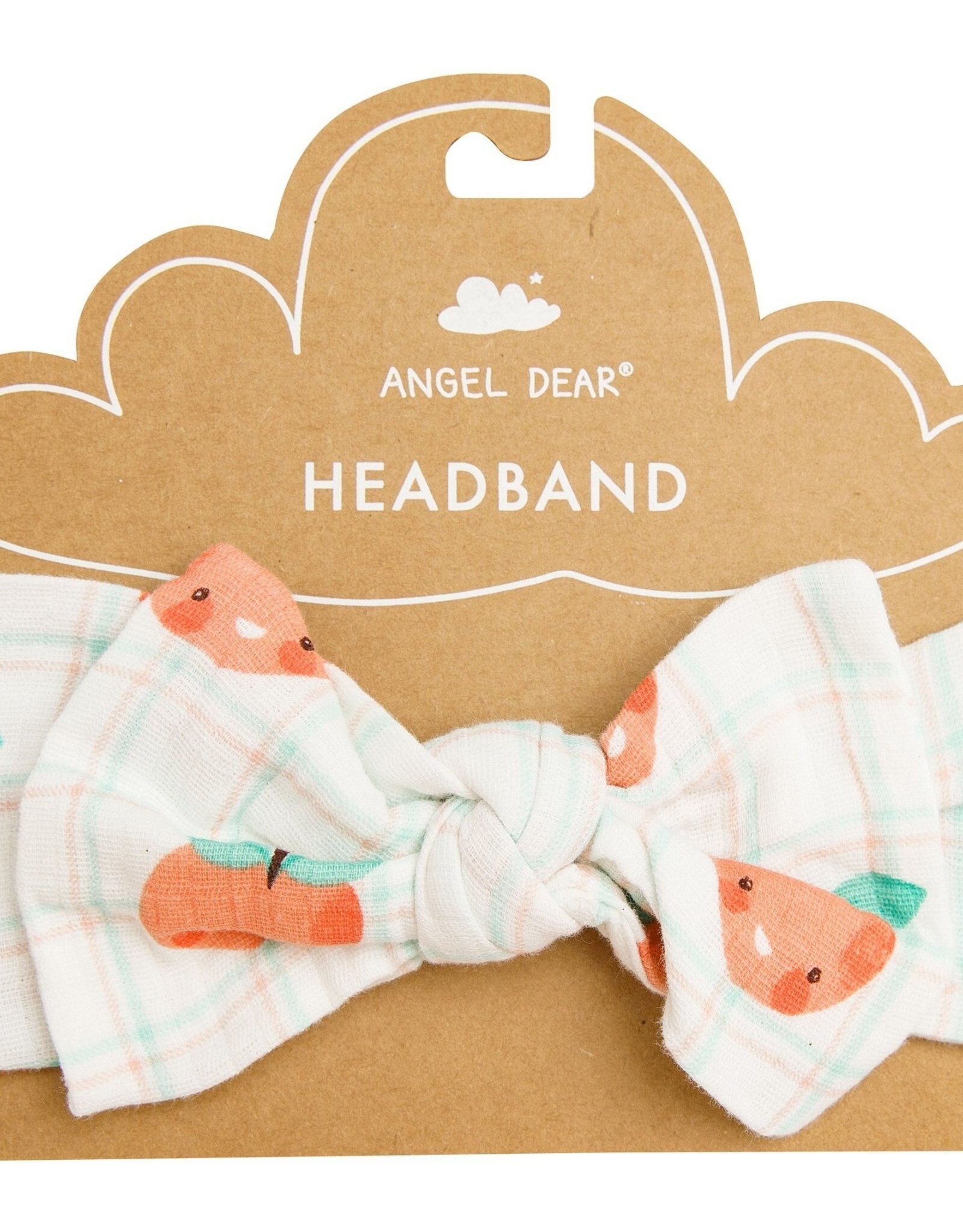 Choto Baby Plaid Peaches Headband 0-12M