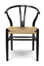 Frida Wishbone Dining Chair – Black with Natural Seat