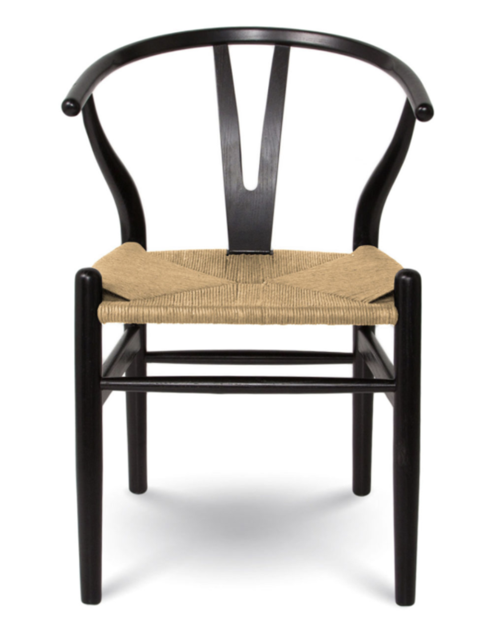 Frida Wishbone Dining Chair – Black with Natural Seat