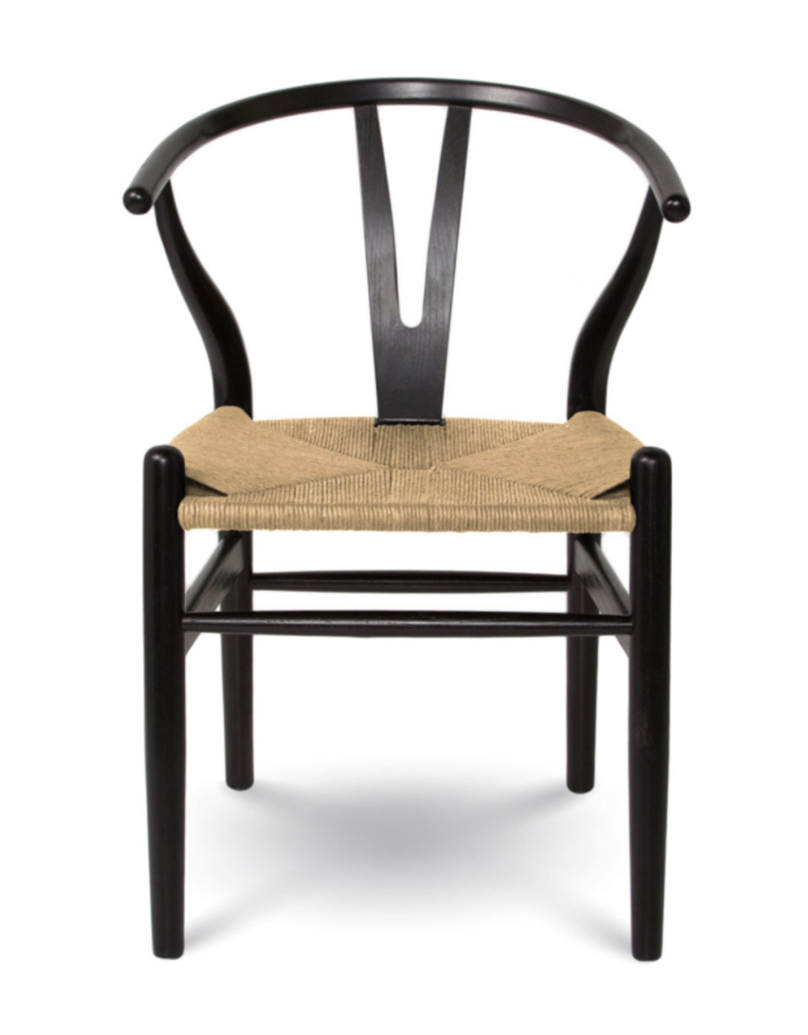 Frida Wishbone Dining Chair – Black with Natural Seat