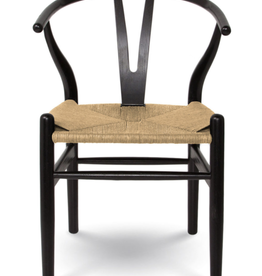 Frida Wishbone Dining Chair – Black with Natural Seat