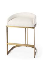 Hollyfield Counter Stool, Cream Fabric Seat W/ Gold Metal Base
