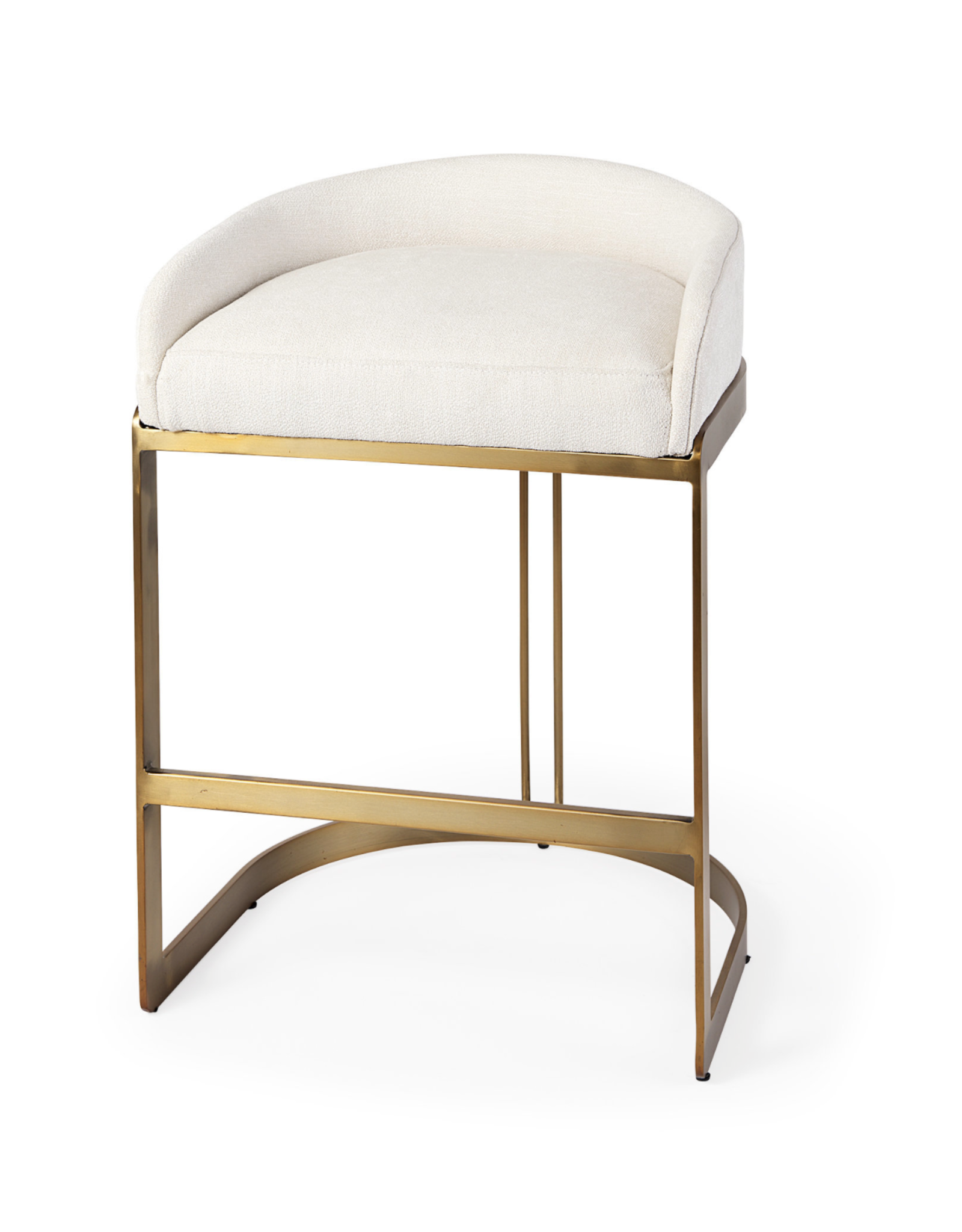 Hollyfield Counter Stool, Cream Fabric Seat W/ Gold Metal Base