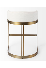 Hollyfield Counter Stool, Cream Fabric Seat W/ Gold Metal Base