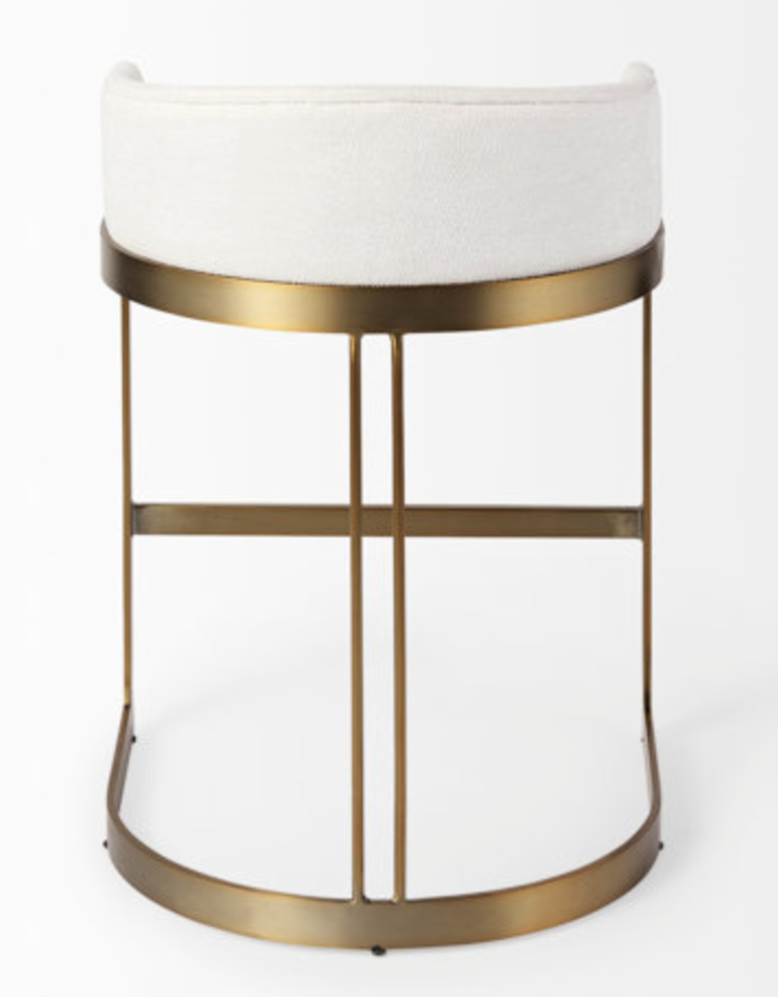 Hollyfield Counter Stool, Cream Fabric Seat W/ Gold Metal Base