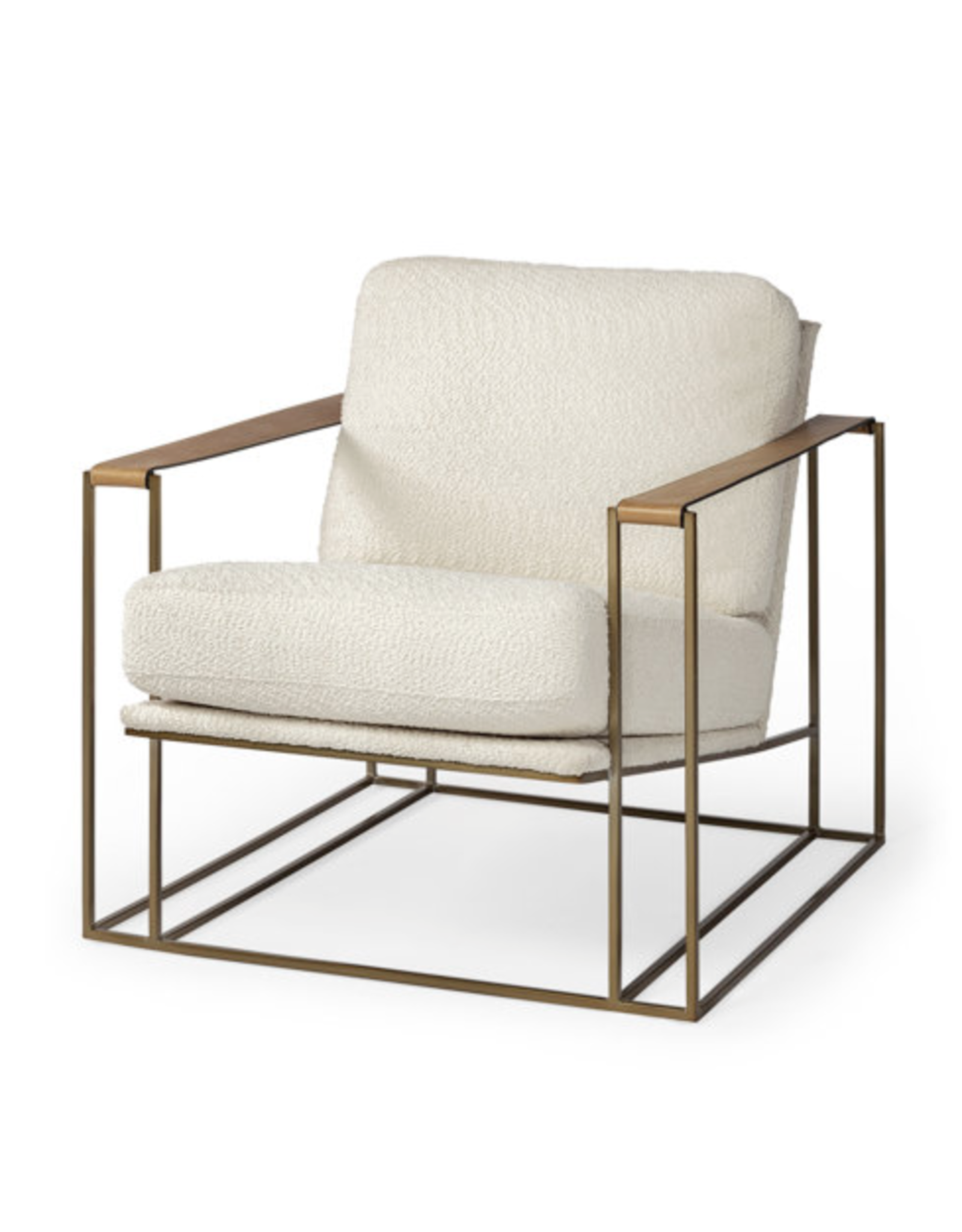Watson Cream Fabric Wrap Gold Metal Frame Accent Chair