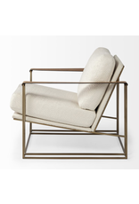 Watson Cream Fabric Wrap Gold Metal Frame Accent Chair