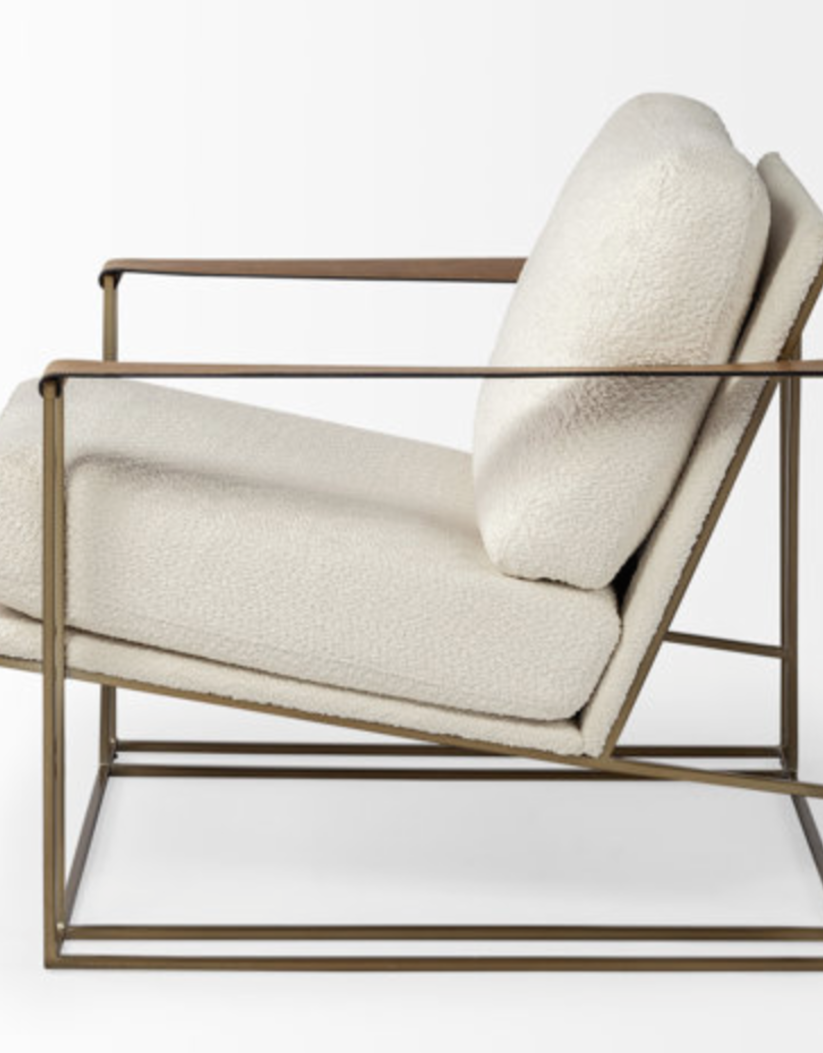 Watson Cream Fabric Wrap Gold Metal Frame Accent Chair
