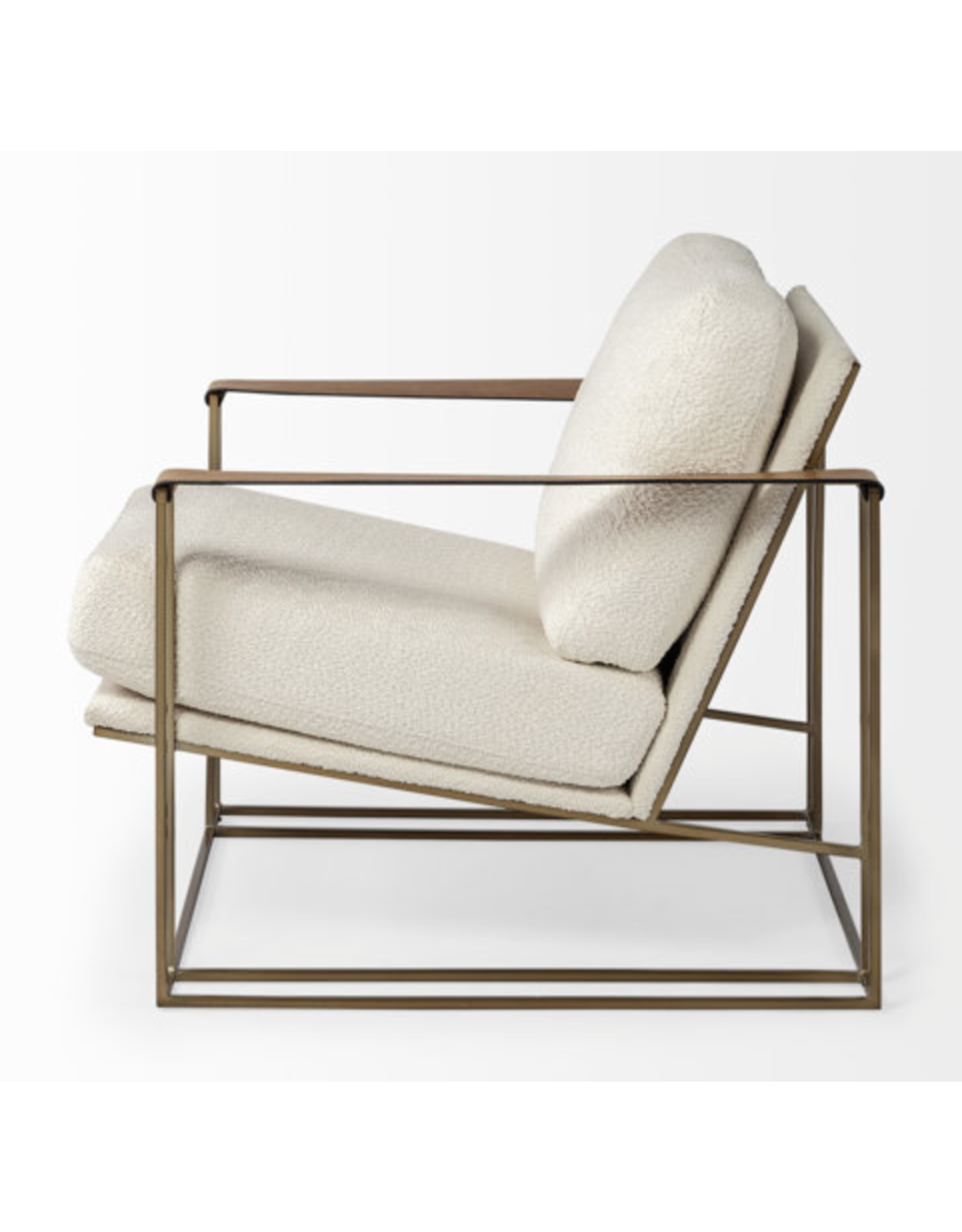 Watson Cream Fabric Wrap Gold Metal Frame Accent Chair