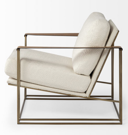 Watson Cream Fabric Wrap Gold Metal Frame Accent Chair