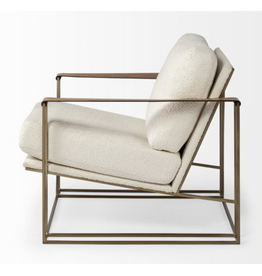 Watson Cream Fabric Wrap Gold Metal Frame Accent Chair