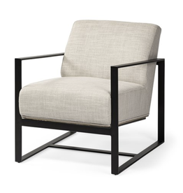 Stamford I Beige Fabric Wrapped Metal Frame Accent Chair