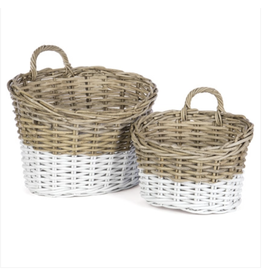 Oval Rattan Hanging Basket Small