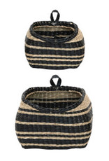 Handwoven Seagrass Baskets w/ Stripes - S/2