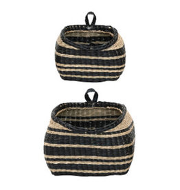 Handwoven Seagrass Baskets w/ Stripes - S/2